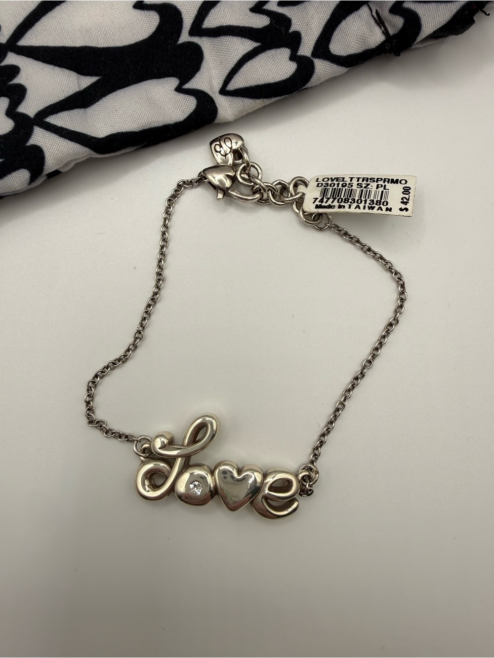 Brighton Love Bracelet Crystal Heart Silver Tone Retired NWT Tag Attached